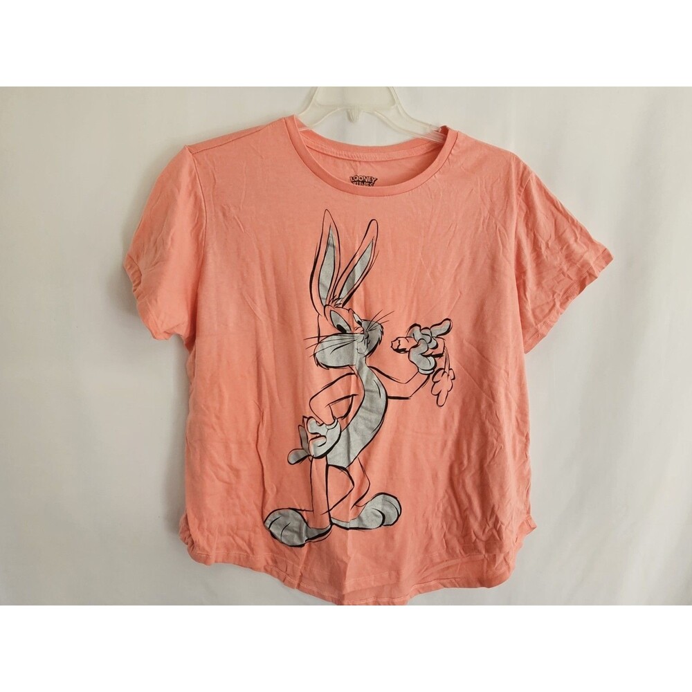 Looney Tunes Shirt Womens Bugs Bunny Graphic T Shirt Coral Pink Size 1X